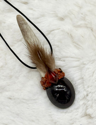Antler, Star Garnet, Hessonite Garnet, Petrified WoodShamanic Traveling Magic Wand, Energy Healing Pendant, Root, Passion, Fire, Courage