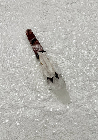 Quartz Dragon, Cedar, Red Jasper, Faden Quartz, Scolecite & Garnet Shamanic Healing Wand, Connection Above, Rebirth, Grounding, Purpose