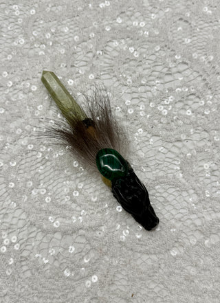 Black Obsidian Dragon, Serpentine, Malachite, Prehnite, Bloodstone Shamanic Healing Wand, Shadow Work, Grounding, Heart Opening