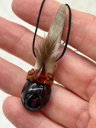Antler, Star Garnet, Hessonite Garnet, Petrified WoodShamanic Traveling Magic Wand, Energy Healing Pendant, Root, Passion, Fire, Courage