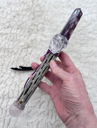 Mookaite, Cholla, Rose Quartz, Mica, Pink Tourmaline, Elestial Quartz & Lepidolite Healing Wand, Shamanic Reiki Energy, Self Love, Growth - Journey There -