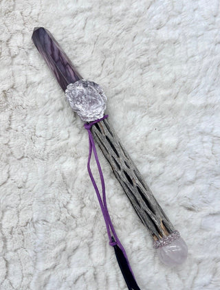 Mookaite, Cholla, Rose Quartz, Mica, Pink Tourmaline, Elestial Quartz & Lepidolite Healing Wand, Shamanic Reiki Energy, Self Love, Growth - Journey There -