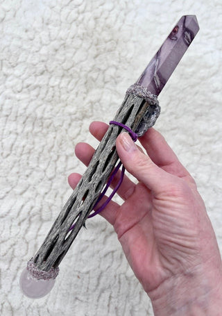 Mookaite, Cholla, Rose Quartz, Mica, Pink Tourmaline, Elestial Quartz & Lepidolite Healing Wand, Shamanic Reiki Energy, Self Love, Growth - Journey There -