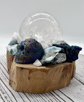 Palo Santo, Quartz Sphere, Lapis Lazuli, Hemimorphite, Larimar, Celestite, Chrysocolla Kyanite Shamanic Healing Orb of Transformation - Journey There -