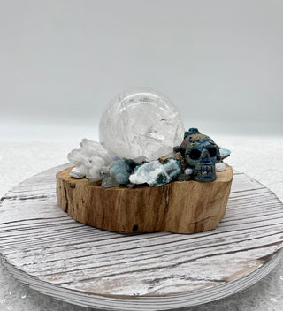 Palo Santo, Quartz Sphere, Lapis Lazuli, Hemimorphite, Larimar, Celestite, Chrysocolla Kyanite Shamanic Healing Orb of Transformation - Journey There -