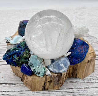 Palo Santo, Quartz Sphere, Lapis Lazuli, Hemimorphite, Larimar, Celestite, Chrysocolla Kyanite Shamanic Healing Orb of Transformation - Journey There -