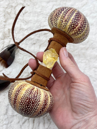 Sea Urchin, Maple, Amber, Rooster, Turkey Shamanic Healing Rattle Shaker, Cleansing, Mermaid, Higher Consciousness, Generational Healing - Journey There -