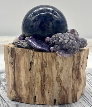 Palo Santo, Amethyst Sphere, Grape Agate, Charoite, Lepidolite, Ametrine, Spessartine Shamanic Healing Wand of Light Orb of Transformation - Journey There -