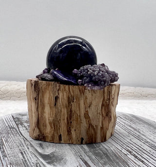 Palo Santo, Amethyst Sphere, Grape Agate, Charoite, Lepidolite, Ametrine, Spessartine Shamanic Healing Wand of Light Orb of Transformation - Journey There -