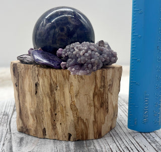 Palo Santo, Amethyst Sphere, Grape Agate, Charoite, Lepidolite, Ametrine, Spessartine Shamanic Healing Wand of Light Orb of Transformation - Journey There -