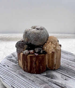 Palo Santo, Sphalerite Sphere, Smoky Quartz Skull, Spirit Quartz, Ocean Jasper Shamanic Healing Wand of Light Orb of Transformation - Journey There -