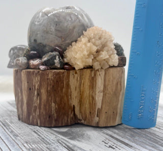 Palo Santo, Sphalerite Sphere, Smoky Quartz Skull, Spirit Quartz, Ocean Jasper Shamanic Healing Wand of Light Orb of Transformation - Journey There -