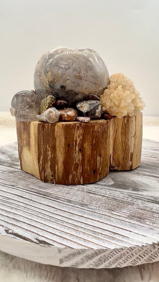 Palo Santo, Sphalerite Sphere, Smoky Quartz Skull, Spirit Quartz, Ocean Jasper Shamanic Healing Wand of Light Orb of Transformation - Journey There -