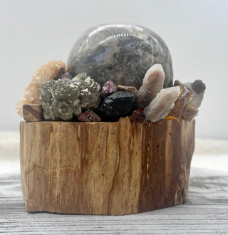 Palo Santo, Sphalerite Sphere, Smoky Quartz Skull, Spirit Quartz, Ocean Jasper Shamanic Healing Wand of Light Orb of Transformation - Journey There -