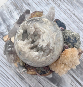 Palo Santo, Sphalerite Sphere, Smoky Quartz Skull, Spirit Quartz, Ocean Jasper Shamanic Healing Wand of Light Orb of Transformation - Journey There -