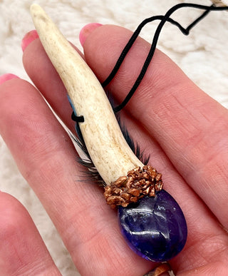 Tanzanite, Sapphire, Copper & Macaw Traveling Healing Wand, Pendant, Higher Consciousness, Commuication - Journey There -