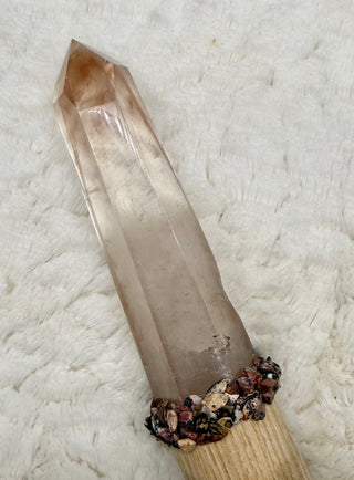 Crystal Dragon Wand – Tiger Eye, Smoky Quartz, Scolecite, Grounding Protection Tool, Spiritual Healing Decor,  Empowerment, Peace