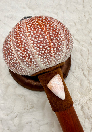 Sea Urchin Rattle Shaker, Citrine Point, Pink Scolecite, Ruby Record Keeper, Yellow Jade