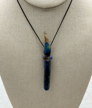 Blue Kyanite, Yellow Tourmaline Butterfly & Lapis Lazuli Traveling Wand - Intuition, Clarity, Personal Power, Self-Expression