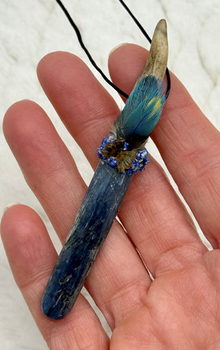 Blue Kyanite, Yellow Tourmaline Butterfly & Lapis Lazuli Traveling Wand - Intuition, Clarity, Personal Power, Self-Expression