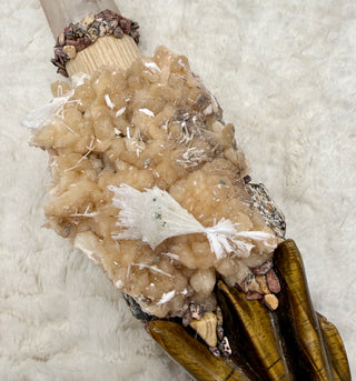 Crystal Dragon Wand – Tiger Eye, Smoky Quartz, Scolecite, Grounding Protection Tool, Spiritual Healing Decor,  Empowerment, Peace