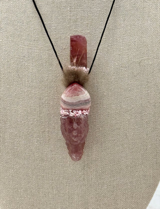 Strawberry Quartz, Pink Tourmaline, Rhodochrosite, Thulite Dragon Traveling Wand, Self-Love, Transformation, Alchemy, Heart Chakra