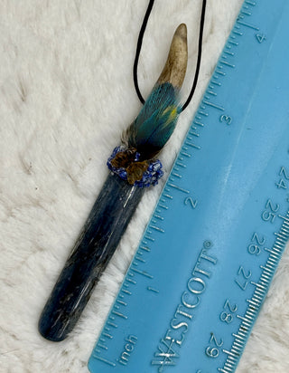 Blue Kyanite, Yellow Tourmaline Butterfly & Lapis Lazuli Traveling Wand - Intuition, Clarity, Personal Power, Self-Expression