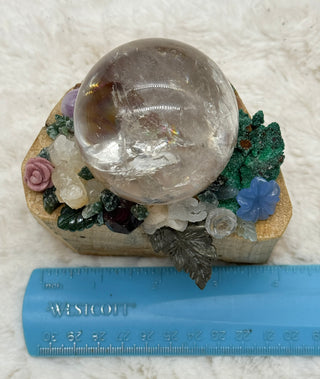 Quartz Sphere, Palo Santo, Vandanite, Kunzite, Ruby Altar Helper, Crystal Garden