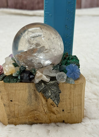 Quartz Sphere, Palo Santo, Vandanite, Kunzite, Ruby Altar Helper, Crystal Garden