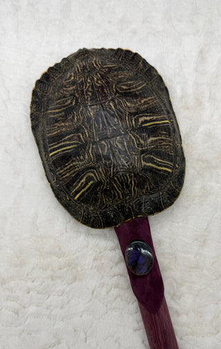 Turtle Rattle Shaker with Pink Opal, Amethyst & Purple Labradorite