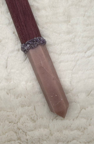 Turtle Rattle Shaker with Pink Opal, Amethyst & Purple Labradorite