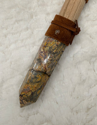 Turtle Shaker Rattle with Leopard Skin Jasper, Ocean Jasper & Rutilated Quartz