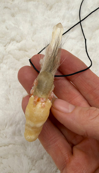 Traveling Dragon Wand, Wearable, Yellow Calcite, Golden Healer Isis Face, Lybian Glass, Sunstone