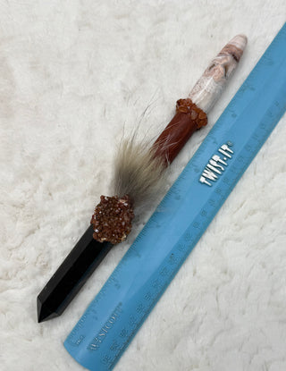 Healing Wand with Smoky Quartz, Crazy Lace Jasper, Vandanite, Carnelian