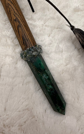 Turtle Shaker Rattle with Emerald, Moss Agate, Seraphinite & Malachite