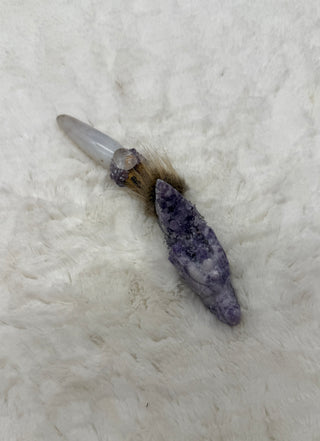 Lepidolite Dragon with White Agate, Ayahuasca, Amethyst & Lithium Quartz; Courage to Be Yourself