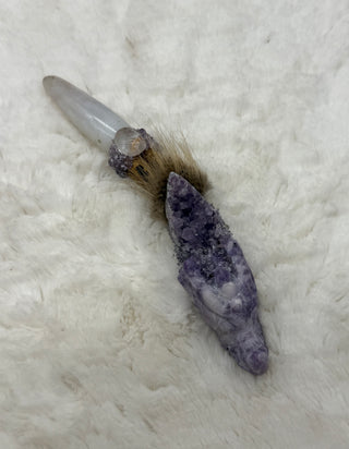 Lepidolite Dragon with White Agate, Ayahuasca, Amethyst & Lithium Quartz; Courage to Be Yourself
