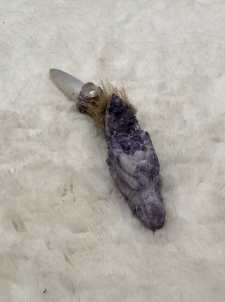 Lepidolite Dragon with White Agate, Ayahuasca, Amethyst & Lithium Quartz; Courage to Be Yourself