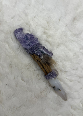 Lepidolite Dragon with White Agate, Ayahuasca, Amethyst & Lithium Quartz; Courage to Be Yourself