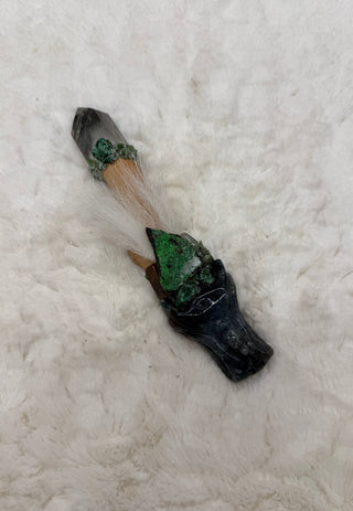 Moss agate Dragon, Garden Qartz Point,Uvarovite; Abundance, Renewal, Intuition