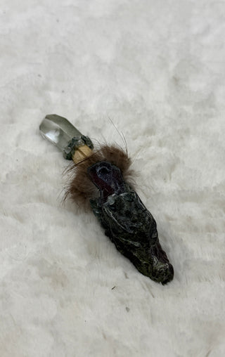 Bloodstone Dragon with Garden Quartz, Druzy Agate & Moss Agate; Courage, Moving Forward, Healing