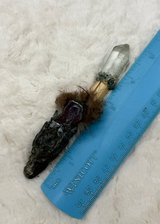 Bloodstone Dragon with Garden Quartz, Druzy Agate & Moss Agate; Courage, Moving Forward, Healing