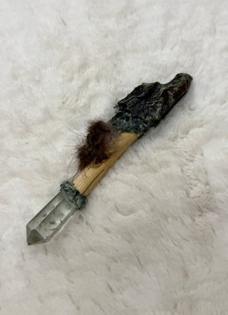 Bloodstone Dragon with Garden Quartz, Druzy Agate & Moss Agate; Courage, Moving Forward, Healing