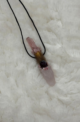 Rose Quartz Dragon with Pink Tourmaline, Pink Sapphire & Thulite; Resilience, Heart Centered