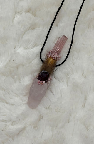 Rose Quartz Dragon with Pink Tourmaline, Pink Sapphire & Thulite; Resilience, Heart Centered