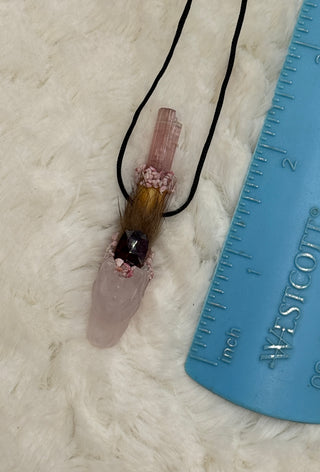 Rose Quartz Dragon with Pink Tourmaline, Pink Sapphire & Thulite; Resilience, Heart Centered