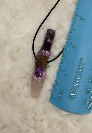 Rose Quartz Dragon with Purple Tourmaline, Mohave Turquiose & Phosphosdierite; Spiritual Alchemy