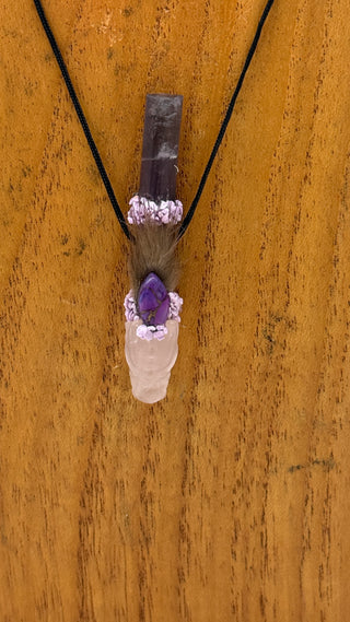 Rose Quartz Dragon with Purple Tourmaline, Mohave Turquiose & Phosphosdierite; Spiritual Alchemy