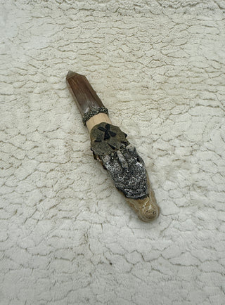 Dragon of Rooted Truth, Healing Wand, Sacred Tool; Picture Jasper & Smoky Quartz, Grounding, Intuition, Confidence, Courage
