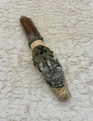 Dragon of Rooted Truth, Healing Wand, Sacred Tool; Picture Jasper & Smoky Quartz, Grounding, Intuition, Confidence, Courage